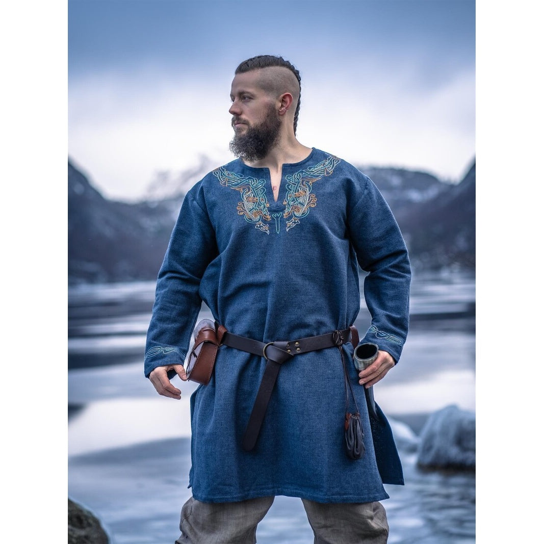 Image produit Tunique viking médiévale Snorri gris bleuté