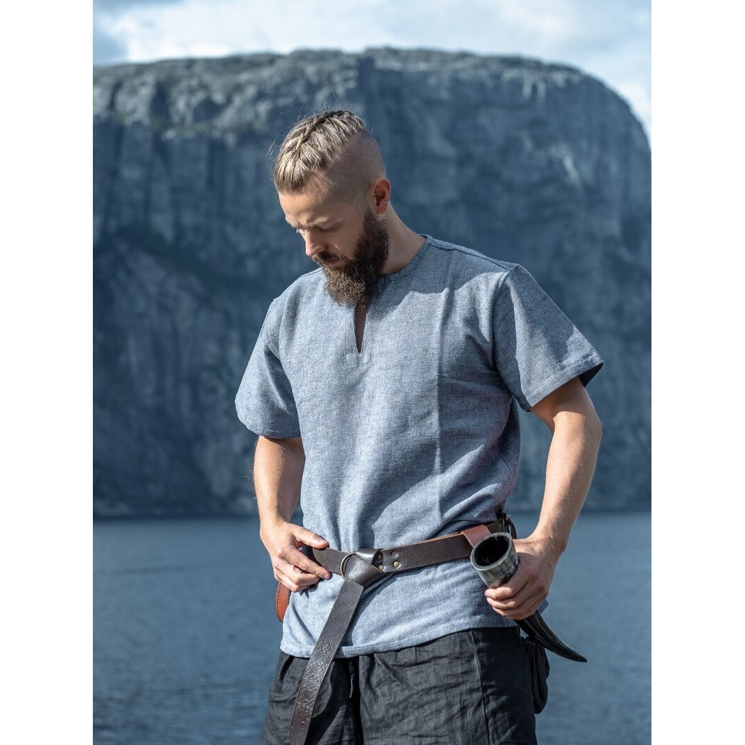 Image produit Tunique Viking médiévale Edmund manches courtes bleu-gris