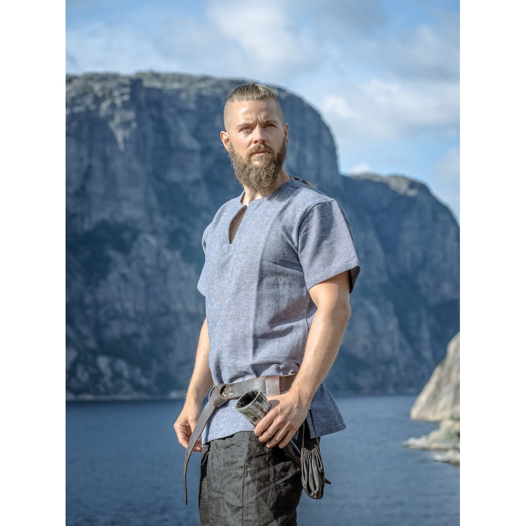 Image produit Tunique Viking médiévale Edmund manches courtes bleu-gris