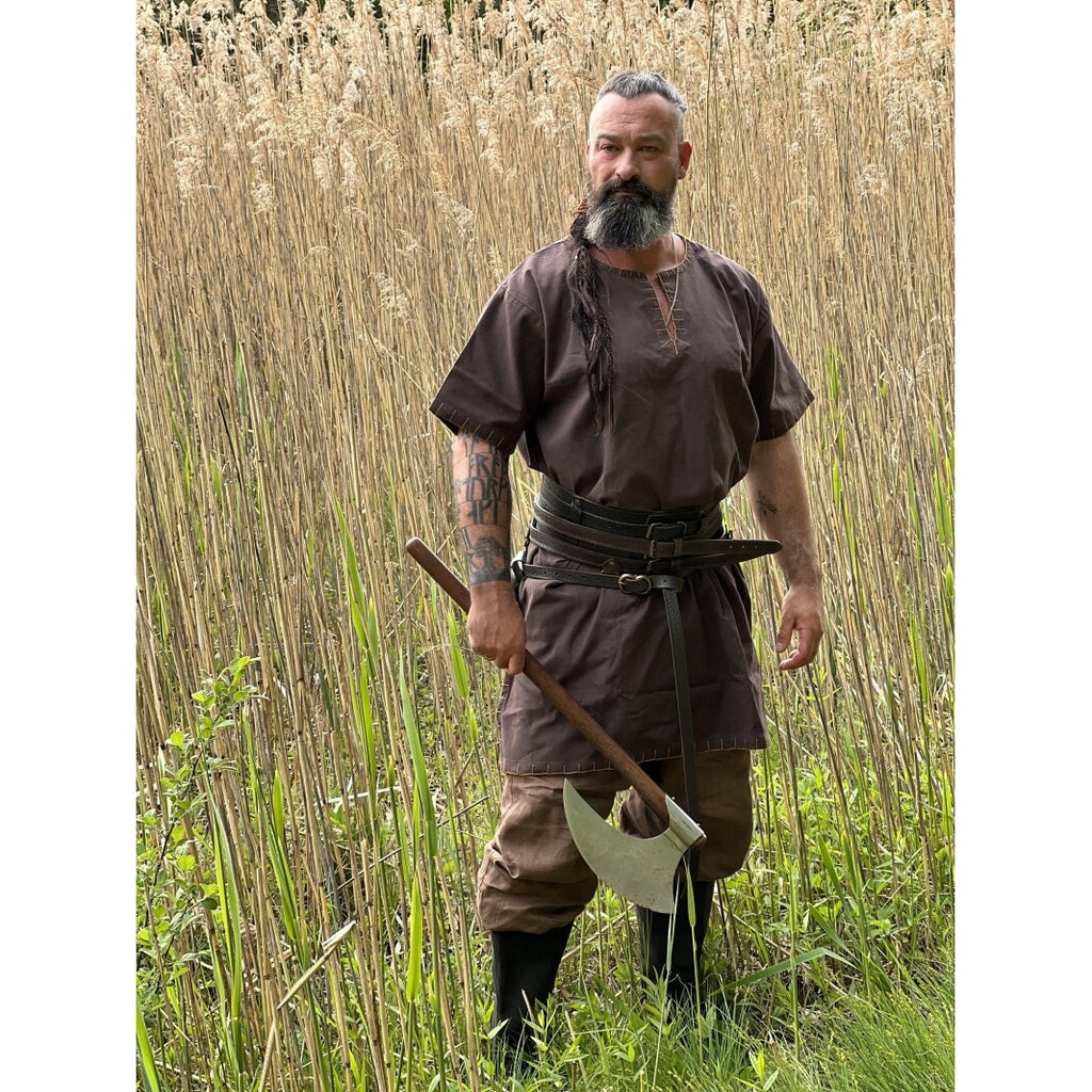 Image produit Tunique Viking médiévale Theobald à manches courtes marron foncé