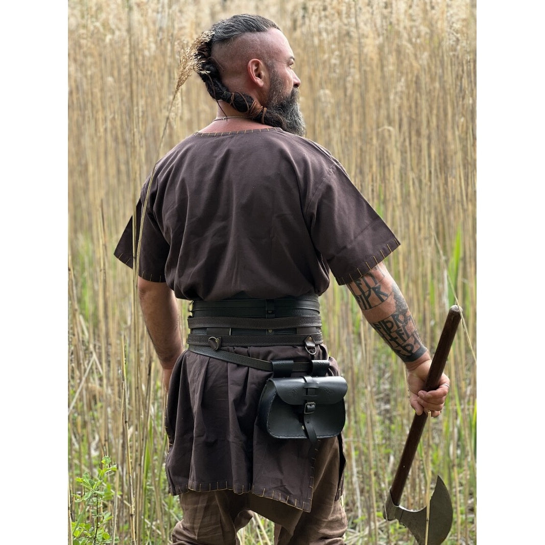 Image produit Tunique Viking médiévale Theobald à manches courtes marron foncé