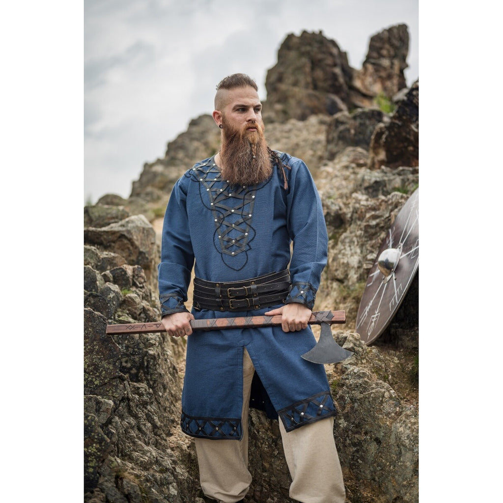 Image produit Tunique viking médiévale Erik bleu foncé