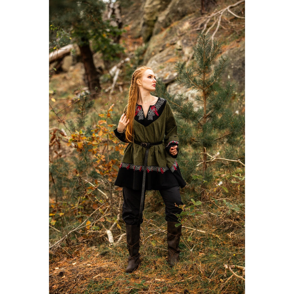 Image produit Tunique viking médiévale Freydis olive
