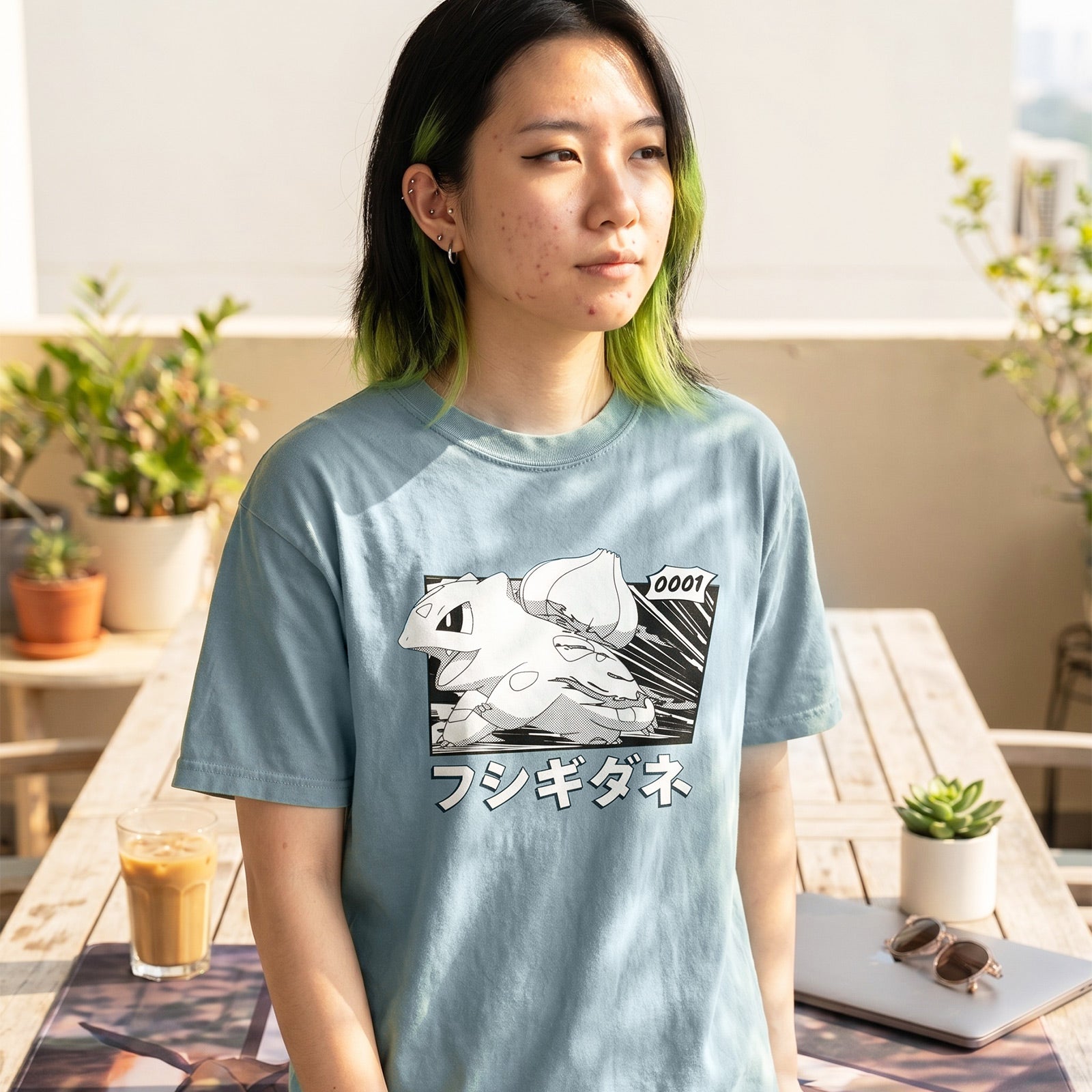 Image produit Pokémon - T-shirt vintage Bulbizarre Katakana