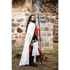 Image produit Cape médiévale du templier Arnulf blanc-rouge