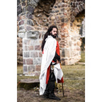 Image produit Cape médiévale du templier Arnulf blanc-rouge