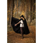 Image produit Cape médiévale à capuche Thorian laine noir