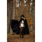 Image produit Cape médiévale à capuche Thorian laine noir