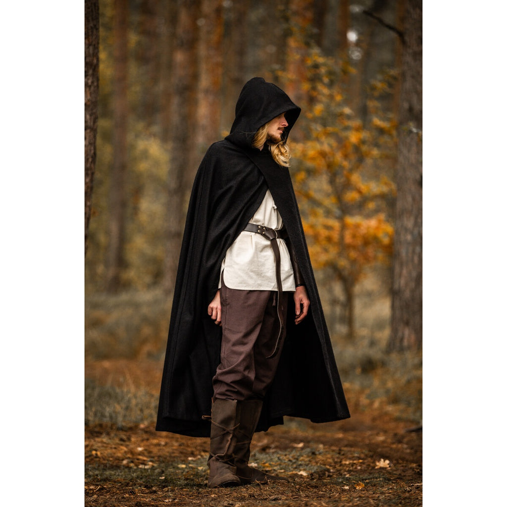 Image produit Cape médiévale à capuche Thorian laine noir