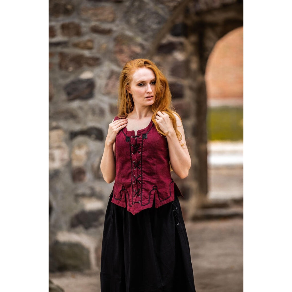Image produit Gilet corseté médiéval Selma rouge