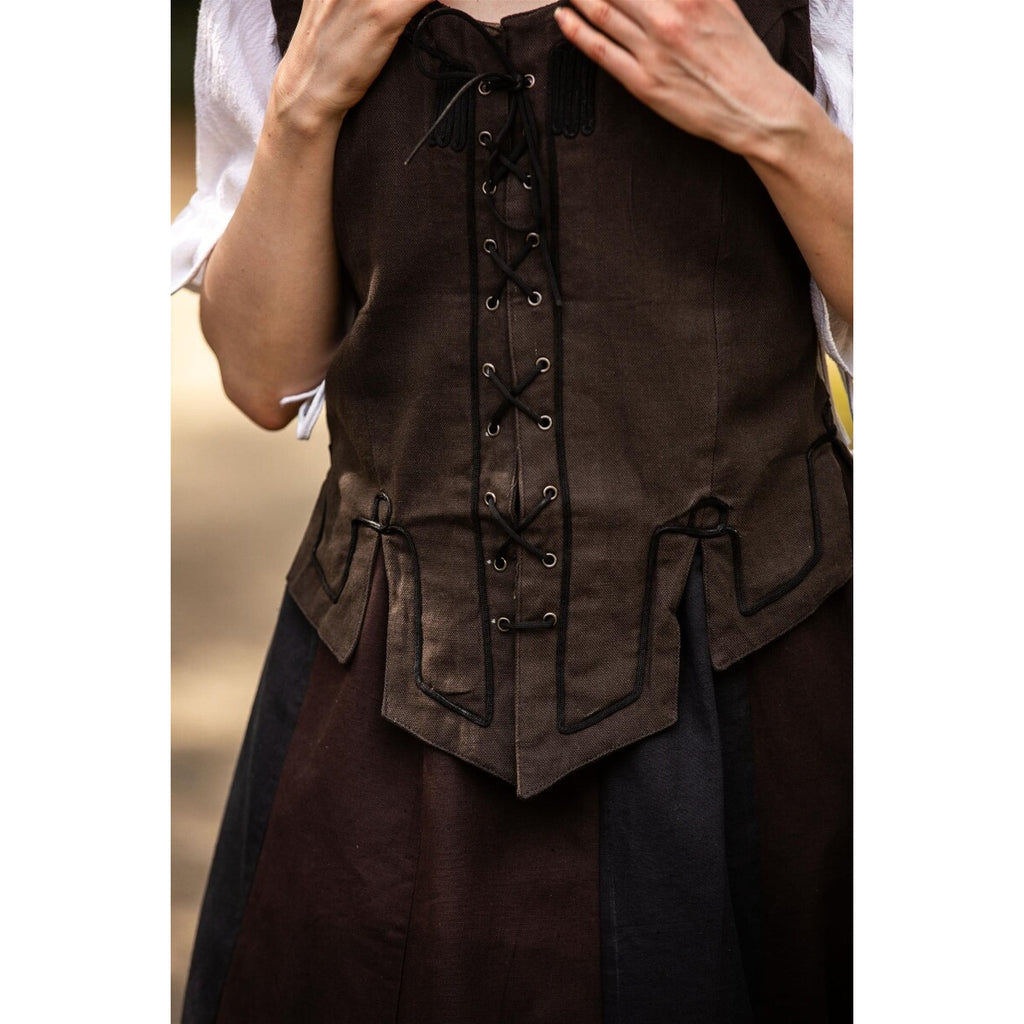 Image produit Gilet corset médiéval Selma marron foncé