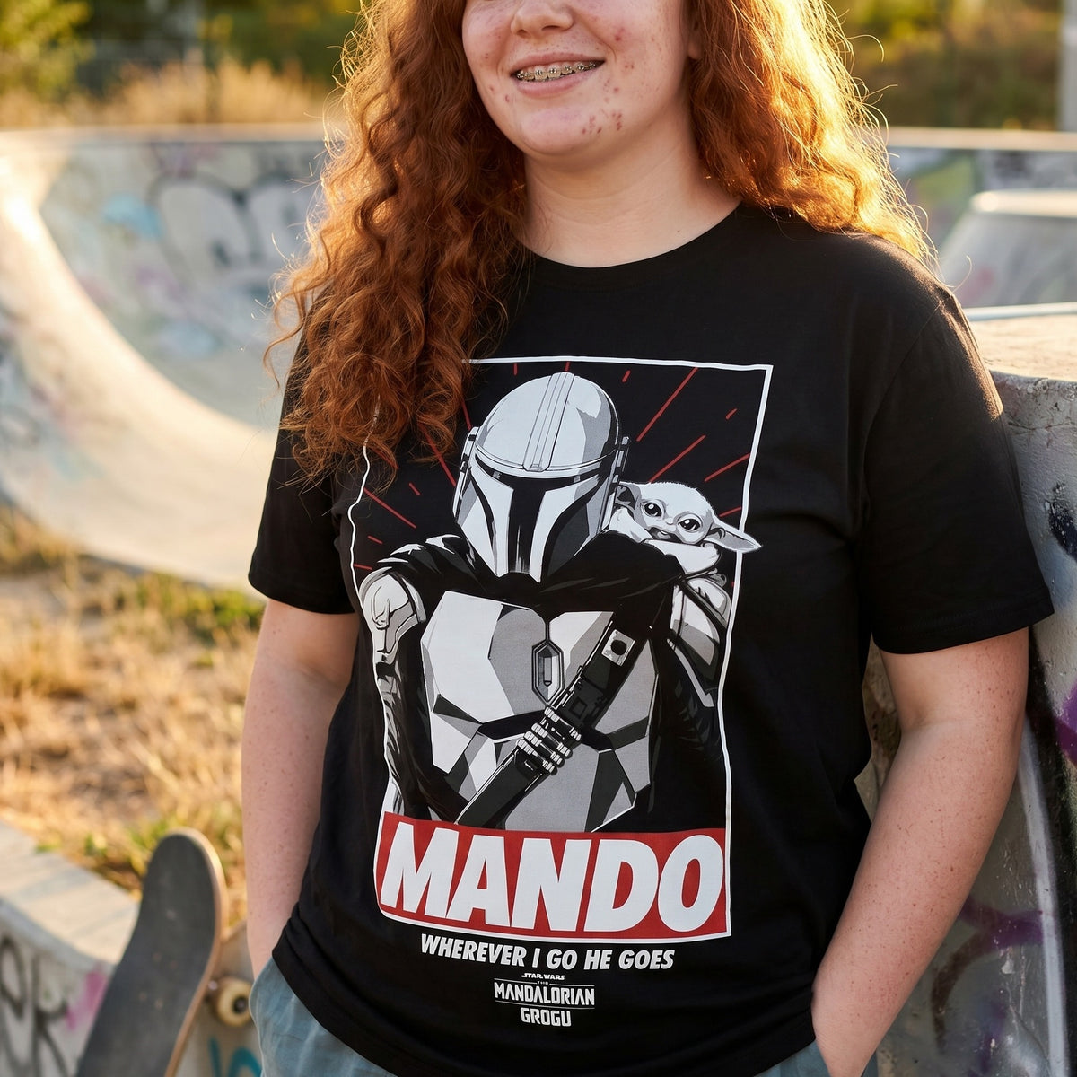 Image produit T-shirt Mando Wherever I Go He Goes noir - Star Wars The Mandalorian