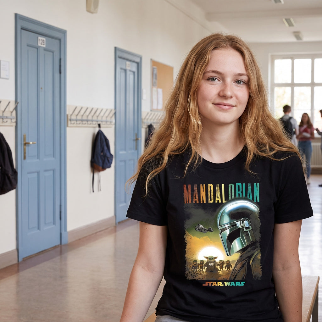 Image produit T-shirt affiche Mando et Grogu noir - Star Wars The Mandalorian
