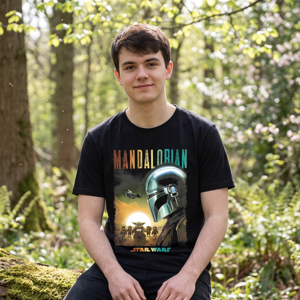Image produit T-shirt affiche Mando et Grogu noir - Star Wars The Mandalorian
