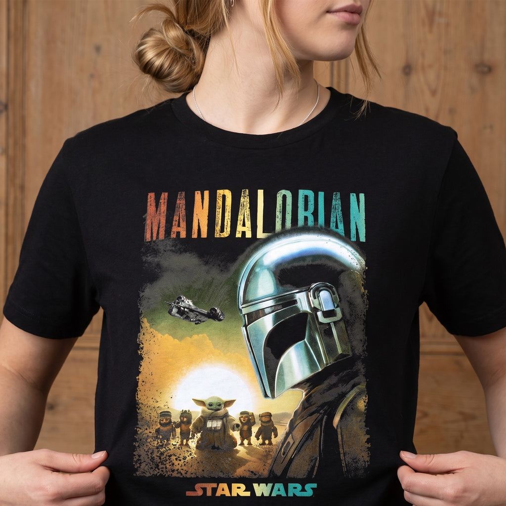 Image produit T-shirt affiche Mando et Grogu noir - Star Wars The Mandalorian