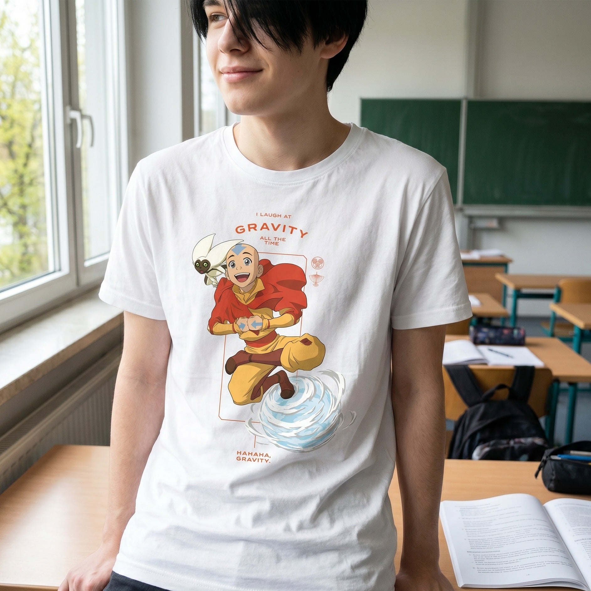 Image produit Avatar – T-shirt Aang Laugh at Gravity blanc
