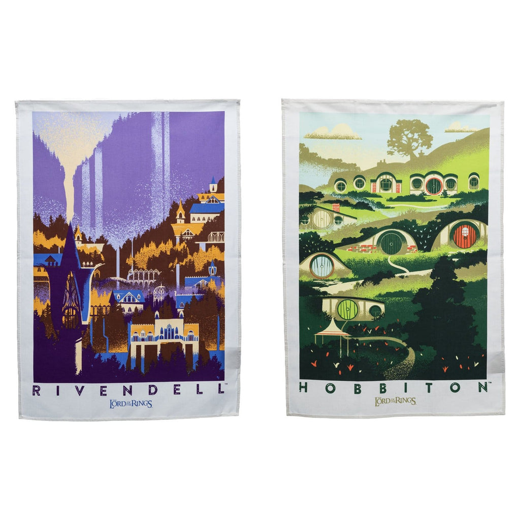 Image produit Le Seigneur des Anneaux - Ensemble de 2 torchons Fondcombe & Hobbiton