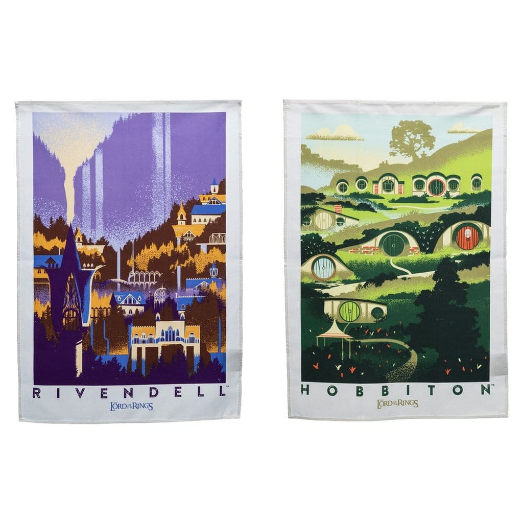 Image produit Le Seigneur des Anneaux - Ensemble de 2 torchons Fondcombe & Hobbiton