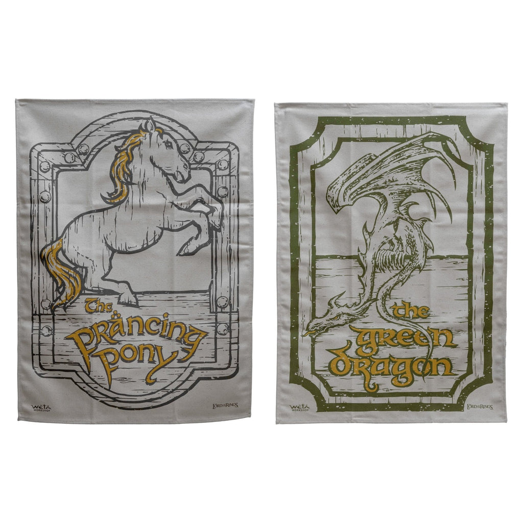 Image produit Le Seigneur des Anneaux - Torchons Auberge du Dragon Vert & Poney Fringant (set de 2)