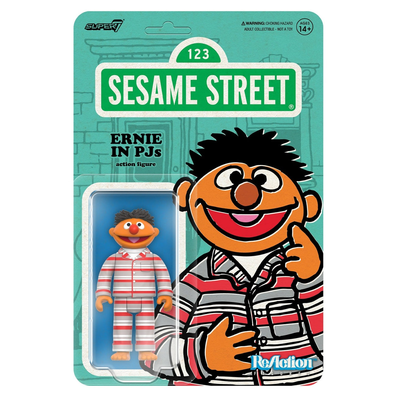 Image produit Sesame Street figurine articulée ReAction Wave 06 Ernie (pyjama) 10 cm