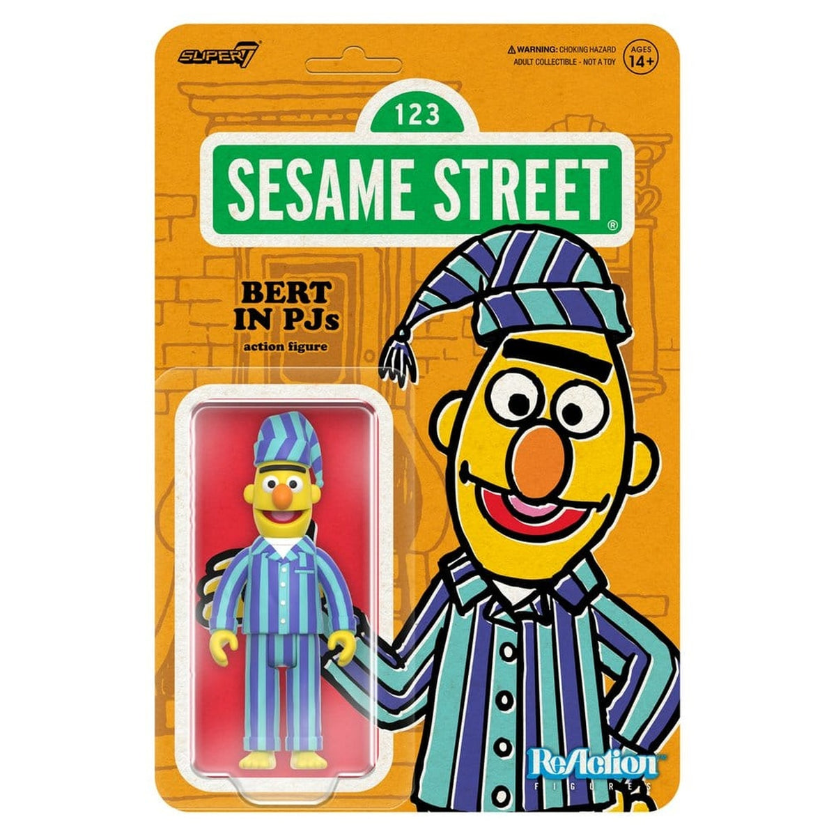 Image produit Sesame Street figurine articulée ReAction Wave 06 Bert (PJ) 10 cm