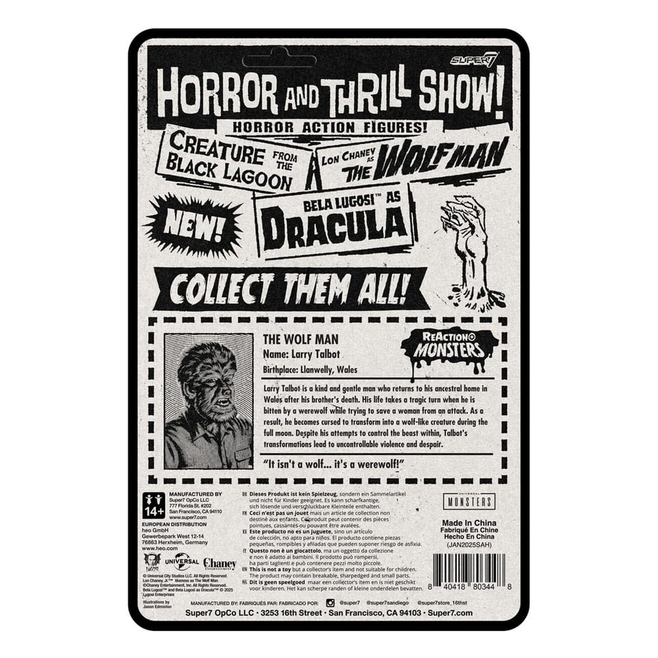 Image produit Universal Monsters Figurine articulée ReAction+ Wave 1 The Wolf Man 10 cm