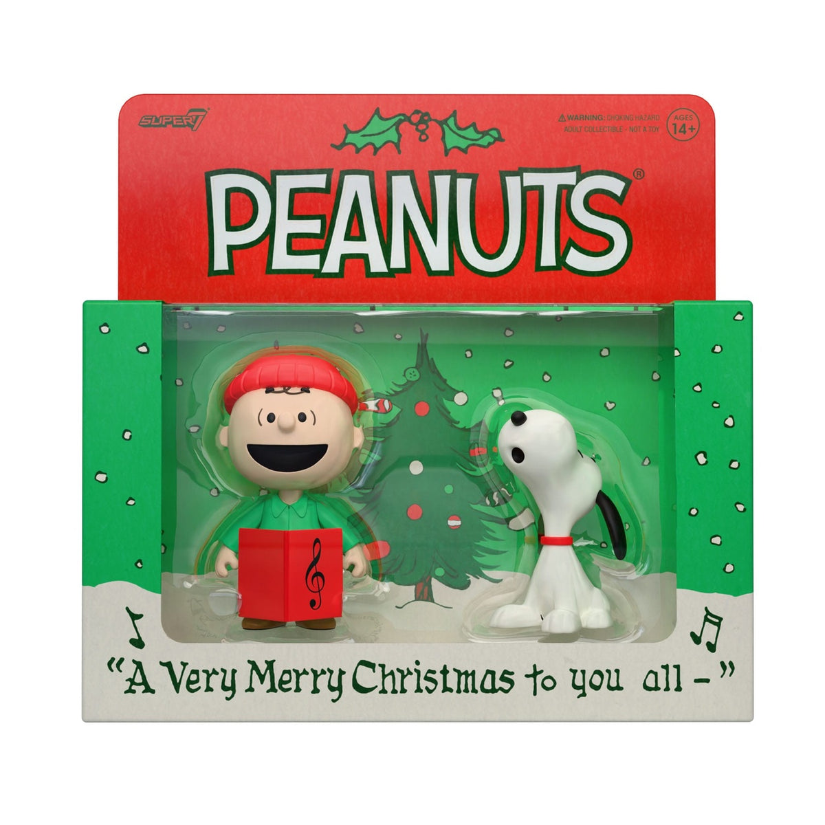 Product image Peanuts ReAction Action Figure 2-Pack Charlie Brown and Snoopy (Caroling) 10 cm