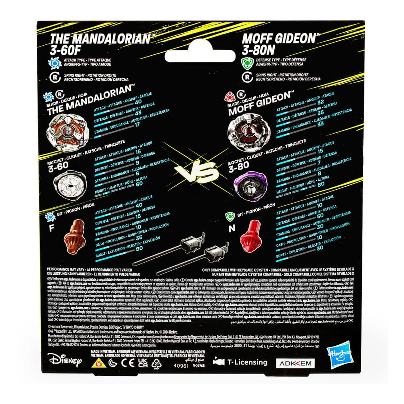 Image produit Collaboration Beyblade X et Star Wars The Mandalorian 3-60F vs. Moff Gideon 3-80N