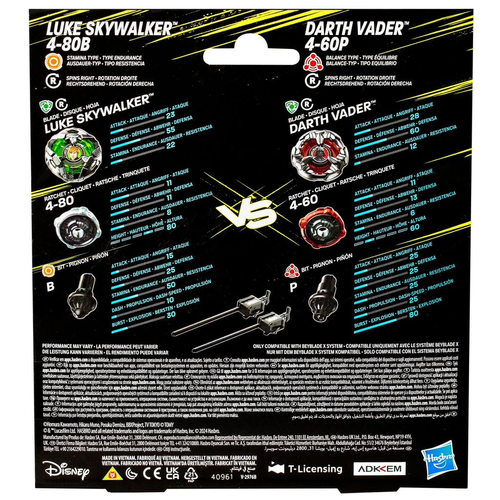 Product image Beyblade X and Star Wars Collab Luke Skywalker 4-80B vs. Darth Vader 4-60B