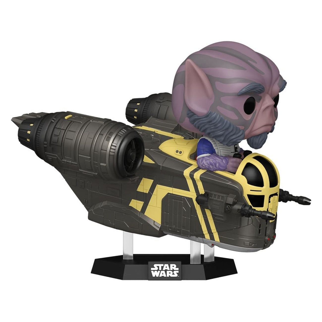 Image produit Star Wars : The Mandalorian and Grogu POP! Rides Deluxe figurine à tête oscillante en vinyle Zeb Orrelios dans le Razor Crest 9 cm