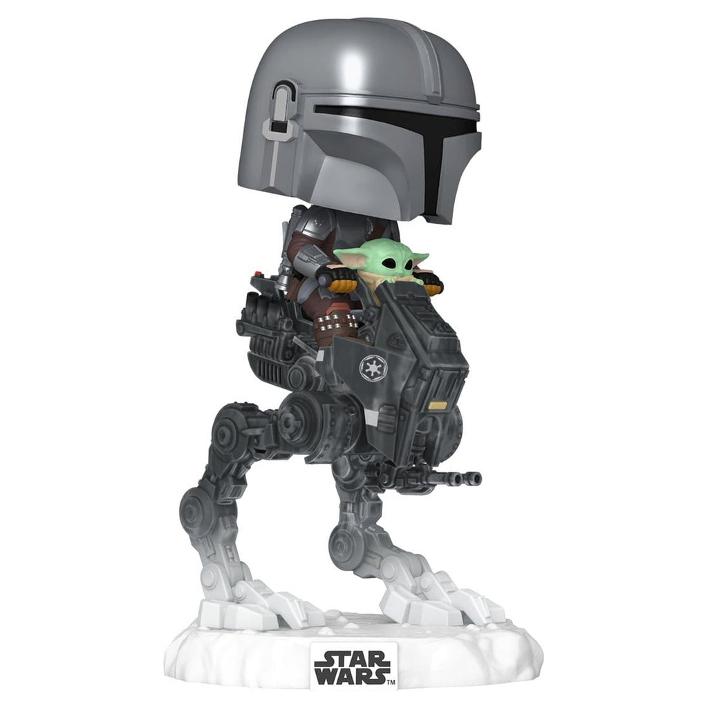 Image produit Star Wars : The Mandalorian et Grogu POP! Rides Deluxe figurine bobble-head en vinyle Le Mandalorien avec Grogu dans un AT-RT du Remnant impérial 9 cm