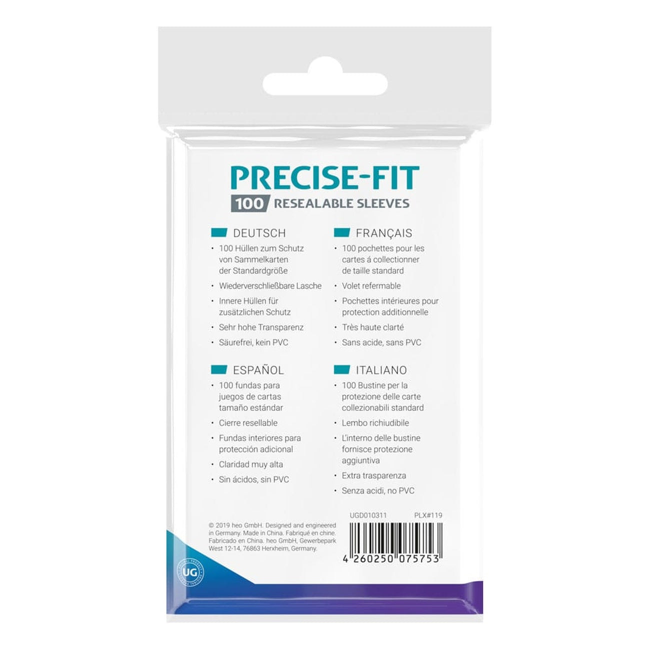 Image produit Ultimate Guard Precise-Fit Sleeves Standard Size (100) - Refermables