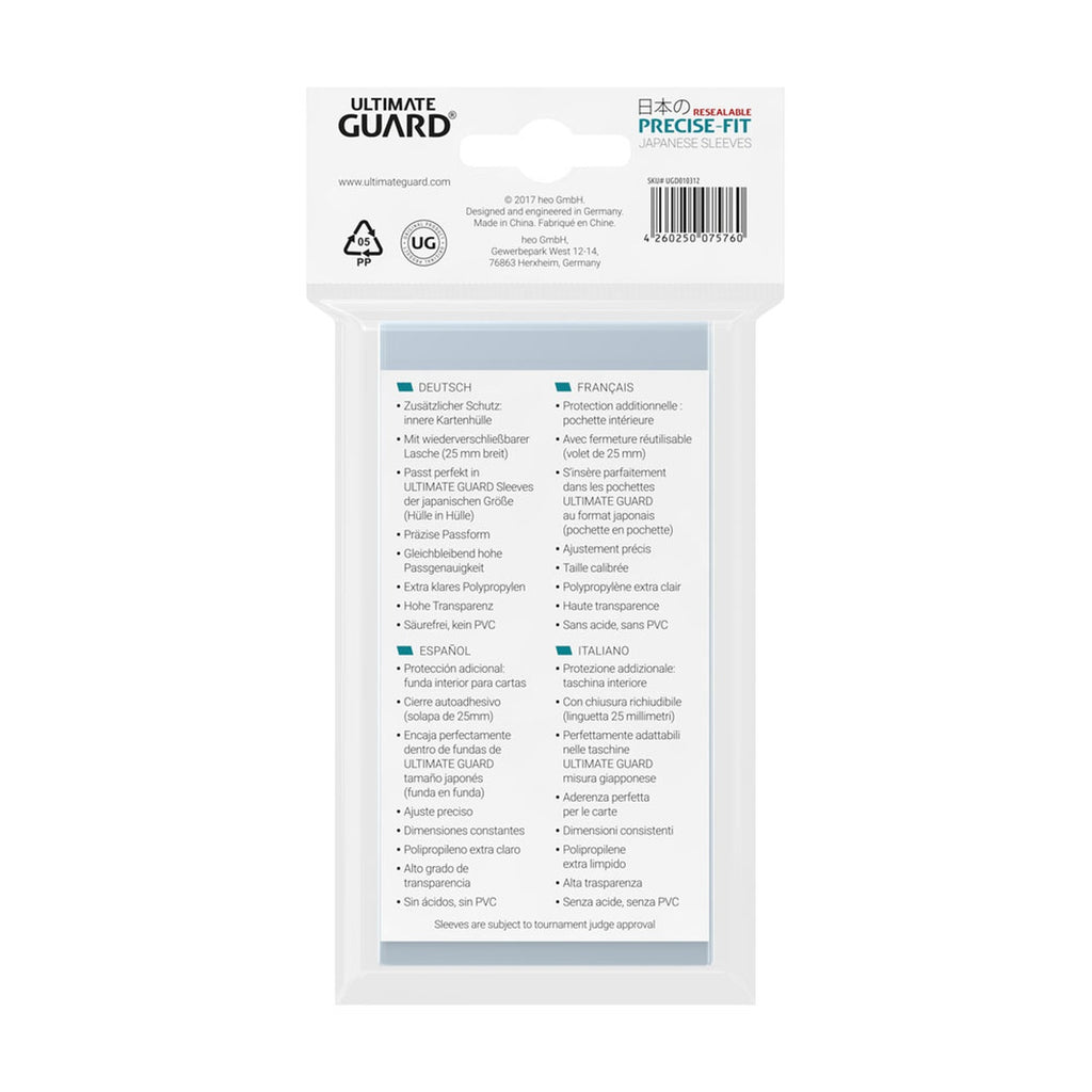 Product image Ultimate Guard Precise-Fit Sleeves Japanese Size (100) - Resealable