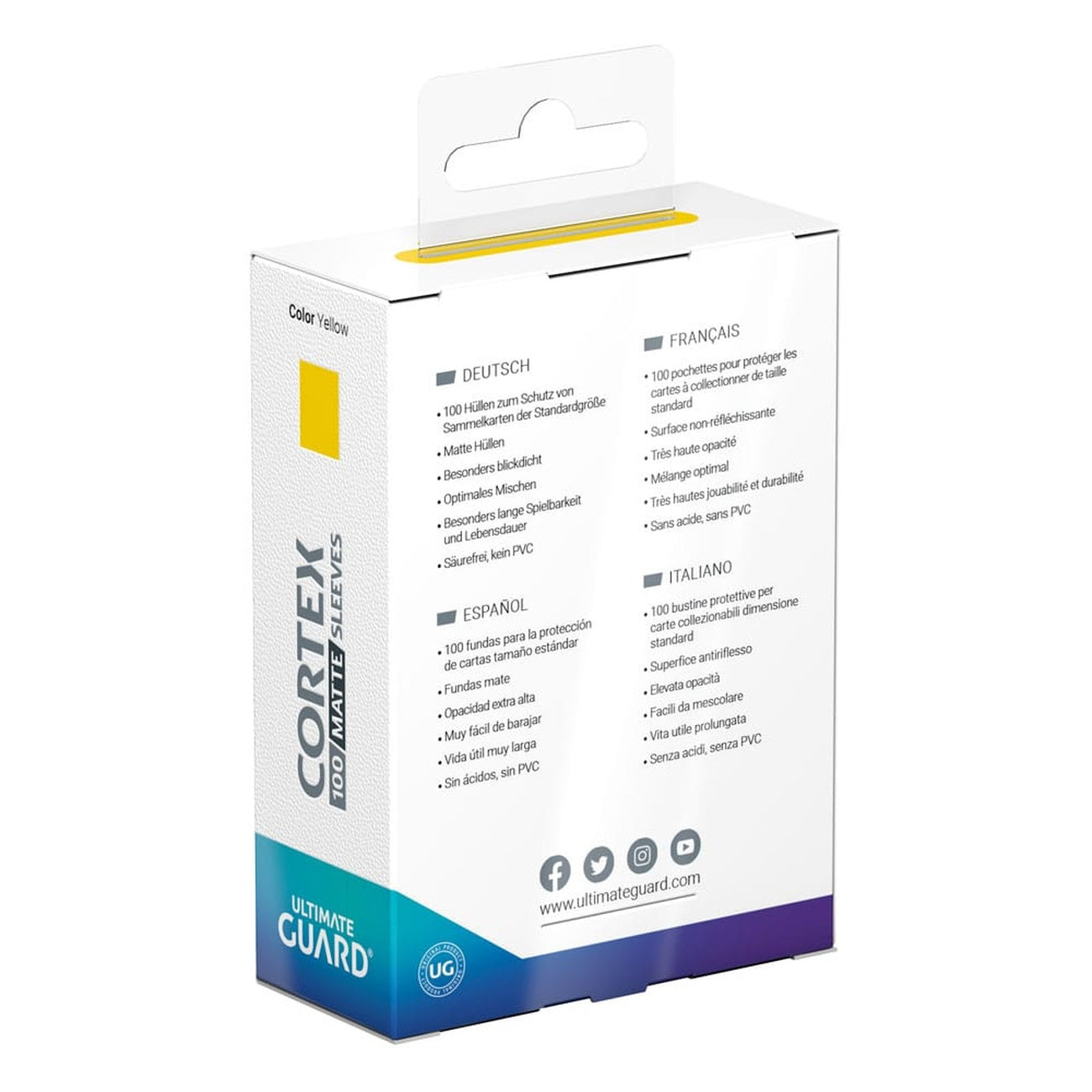 Image produit Ultimate Guard Cortex Sleeves Mat Standard Size (100) - Jaune