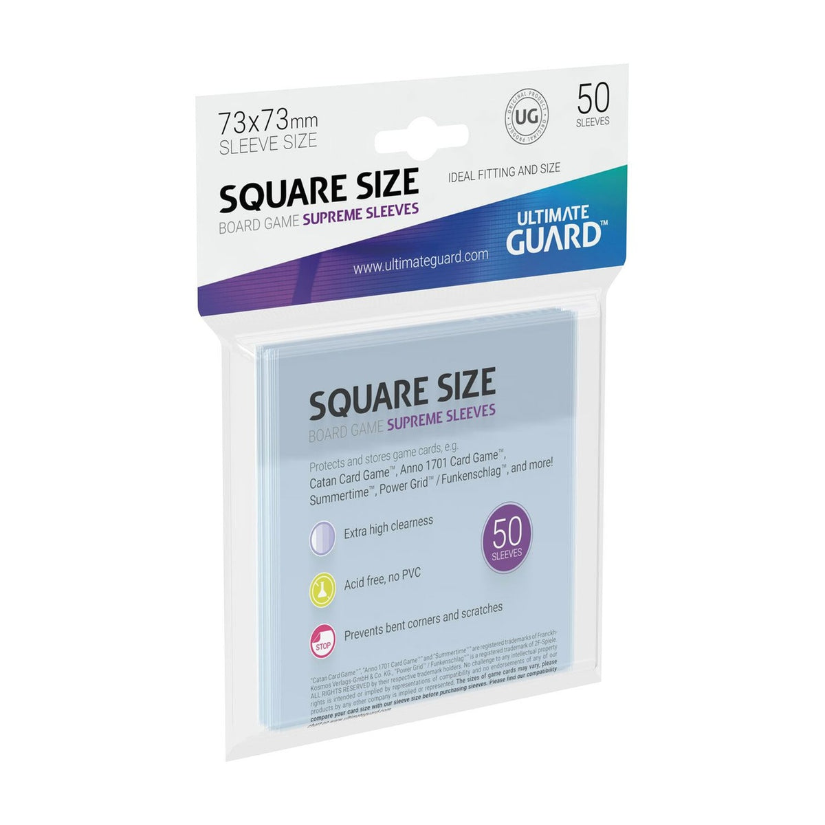 Image produit Ultimate Guard Protège-cartes Supreme pour cartes de jeux de société carrées (50)