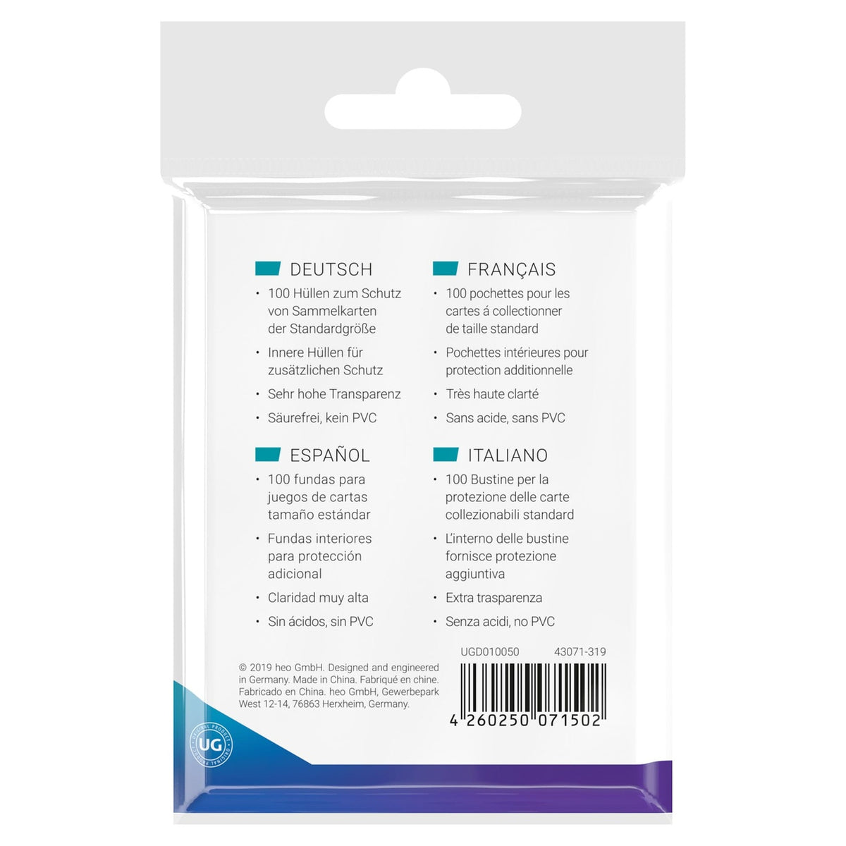 Image produit Ultimate Guard Precise-Fit Sleeves Taille Standard (100)
