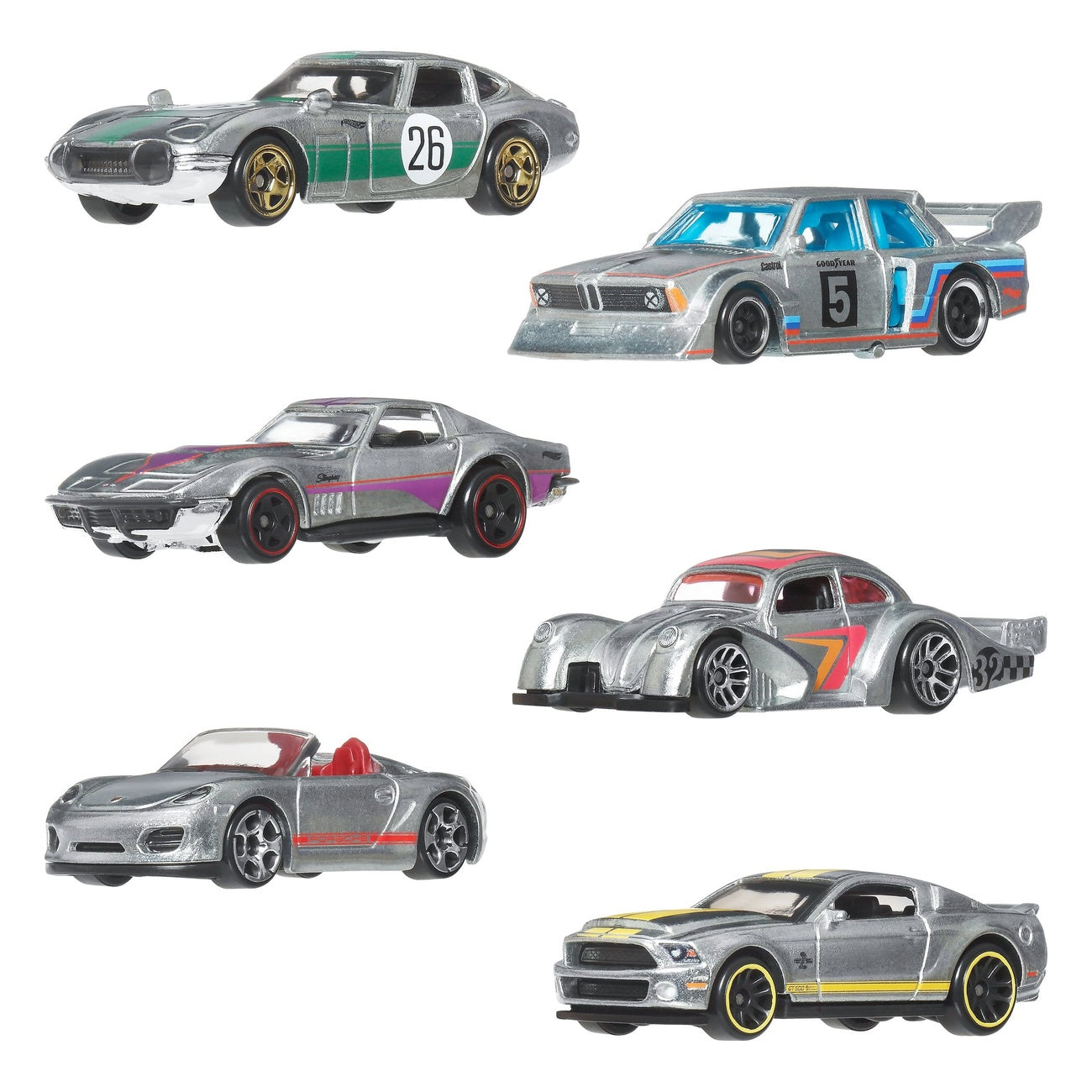 Image produit Hot Wheels Silver Series véhicules moulés sous pression 6-pack 1/64 ZAMAC