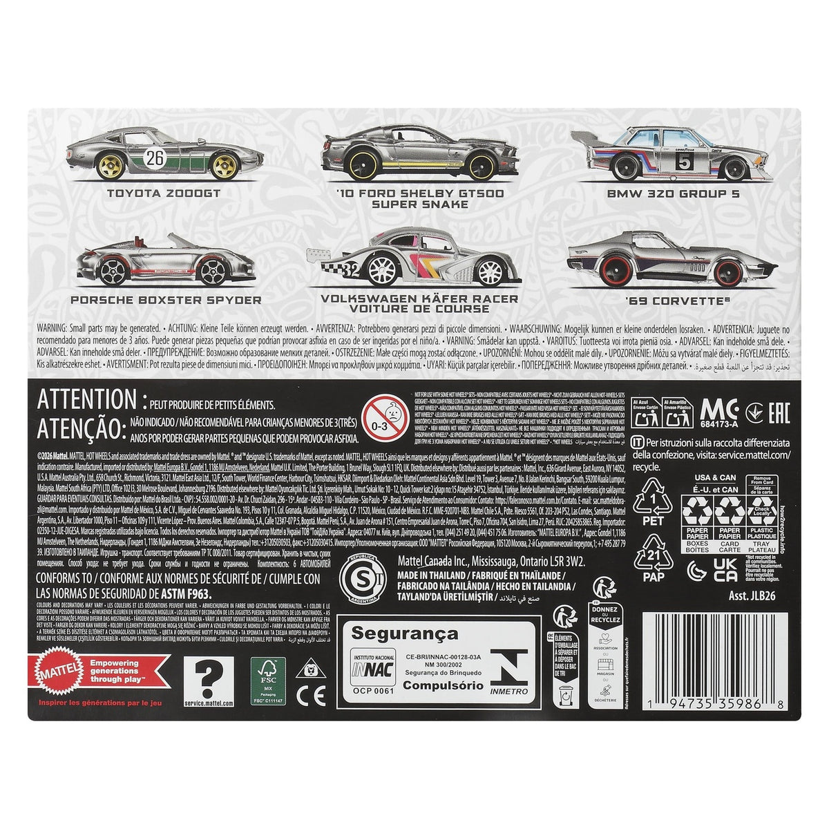 Image produit Hot Wheels Silver Series véhicules moulés sous pression 6-pack 1/64 ZAMAC