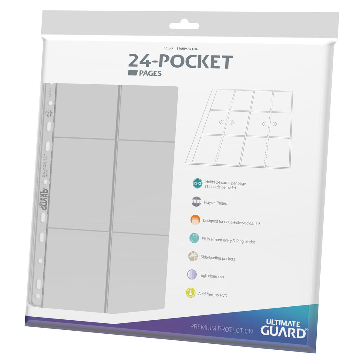 Image produit Ultimate Guard 24-Pocket QuadRow Pages Side-Loading (10) - Transparent