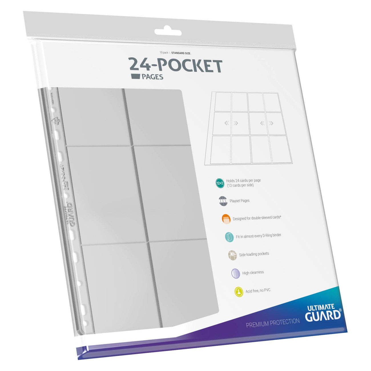 Image produit Ultimate Guard 24-Pocket QuadRow Pages Side-Loading (10) - Transparent