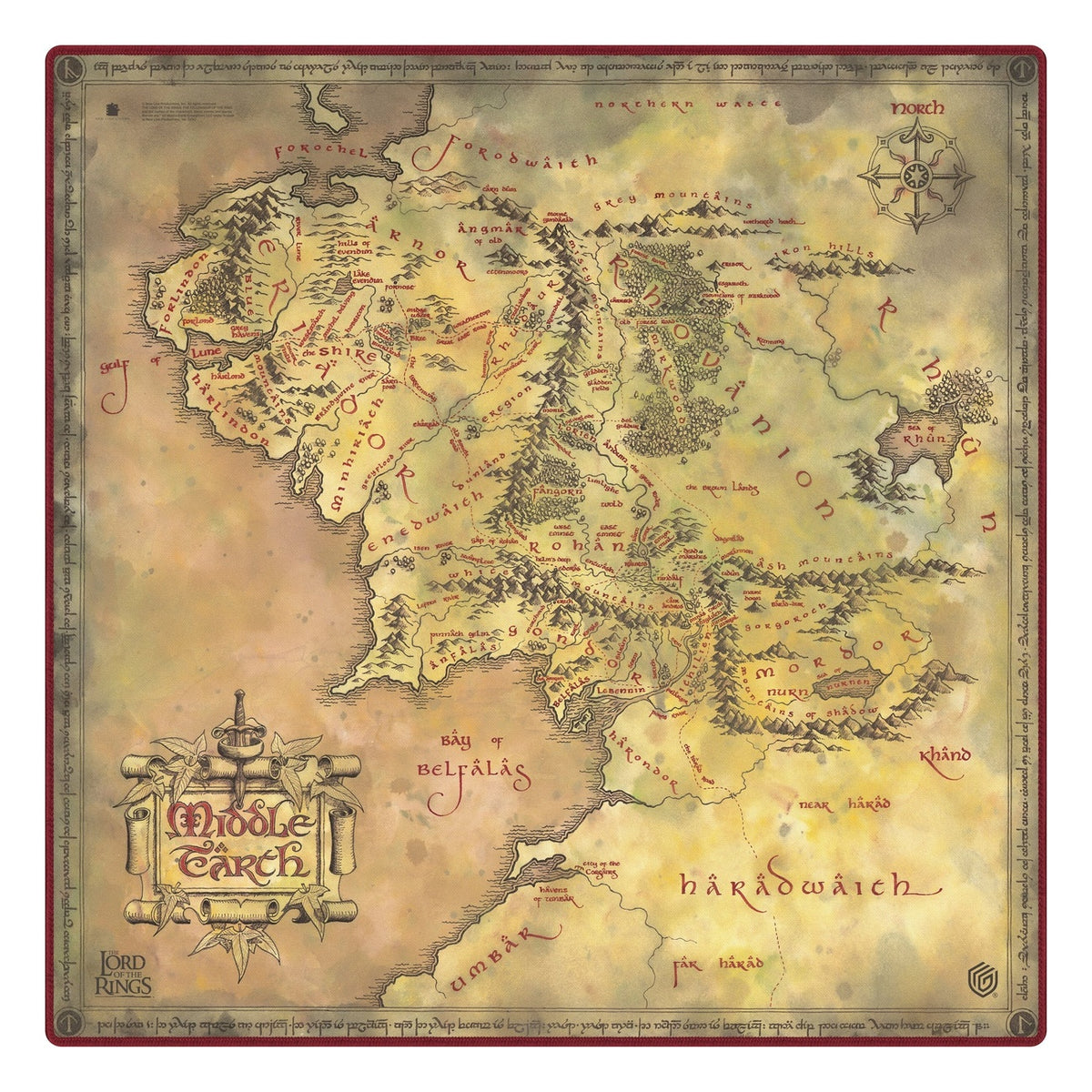 Image produit Ultimate Guard Tapis de jeu Oversized 61 x 61 cm Le Seigneur des Anneaux™ « Lieux de la Terre du Milieu »