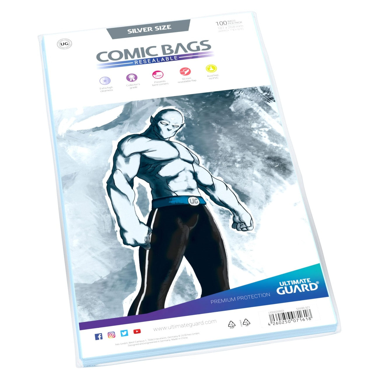Product image Ultimate Guard Comic Bags Resealable (100) - Silver Size