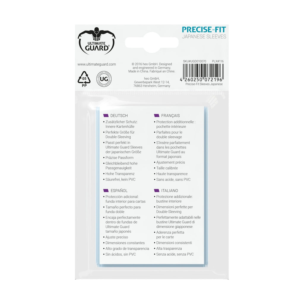 Image produit Ultimate Guard Precise-Fit Sleeves format japonais (100)