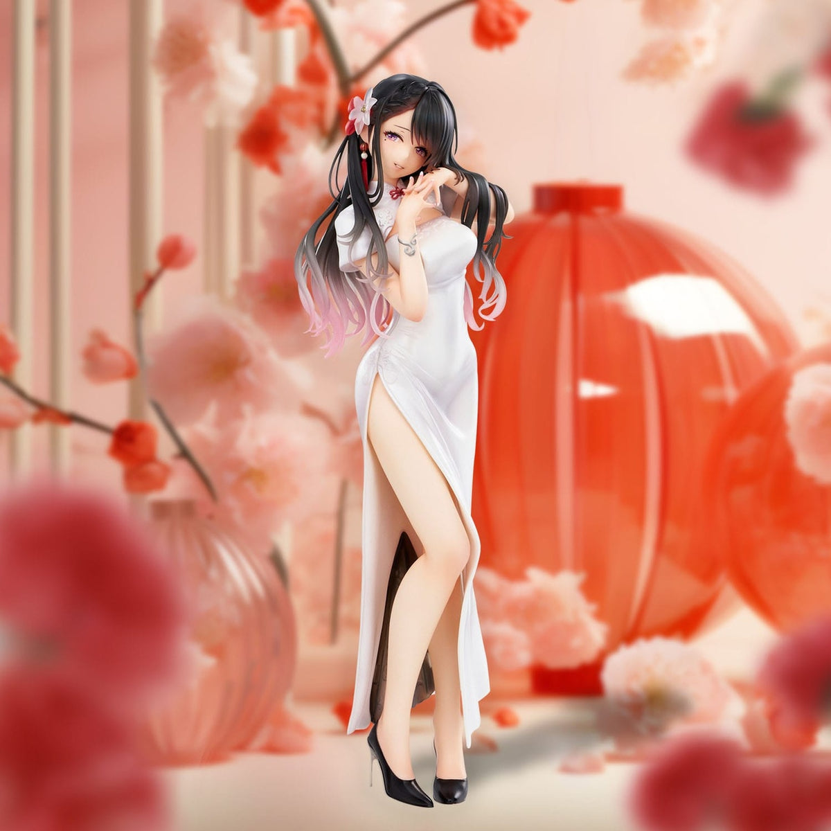 Image produit Statuette PVC Illustration Originale Mai Okuma illustration Healing-Type White Chinese Dress Lady 26 cm