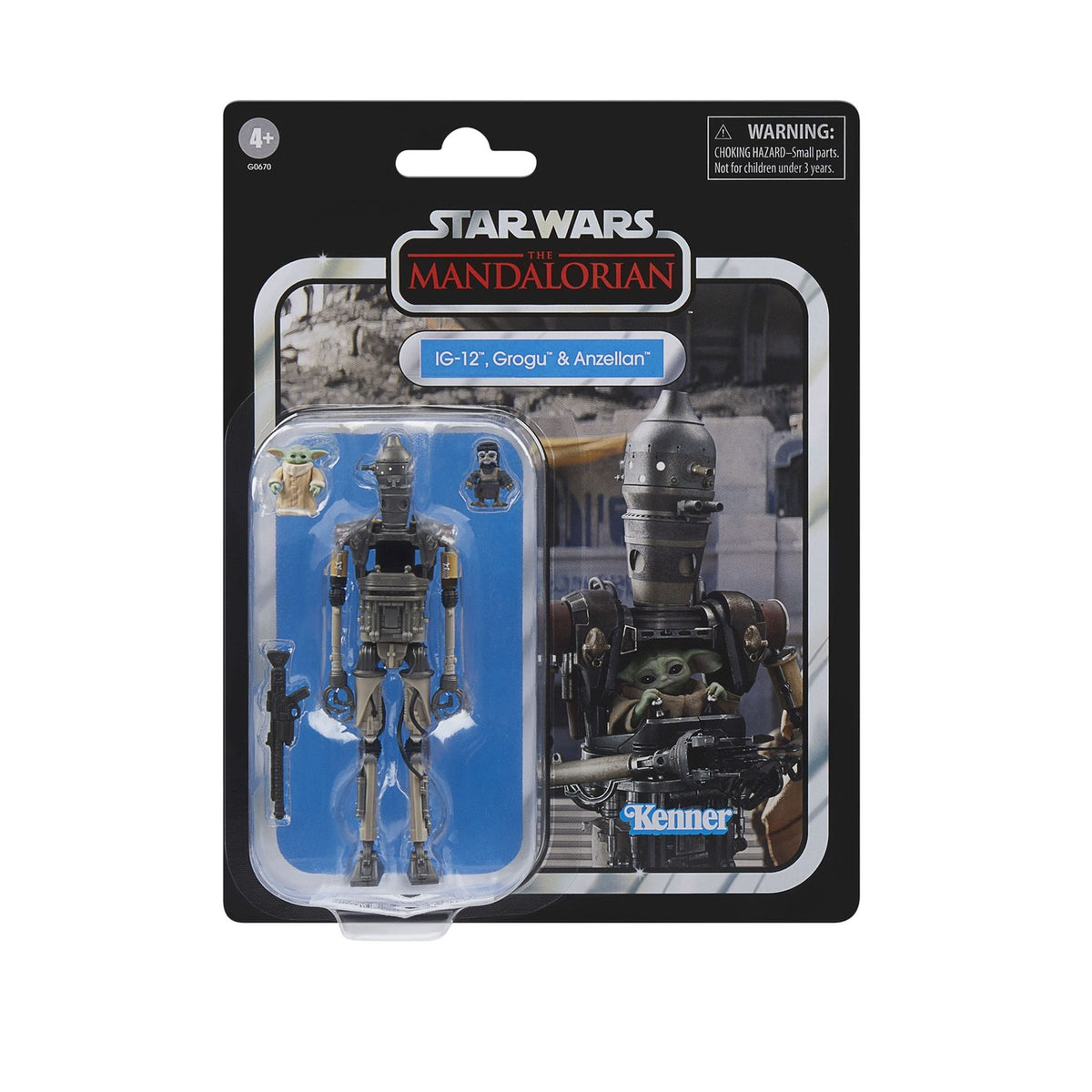 Image produit Star Wars : The Mandalorian Vintage Collection Lot de 3 figurines IG-12, Grogu & Anzellan 10 cm