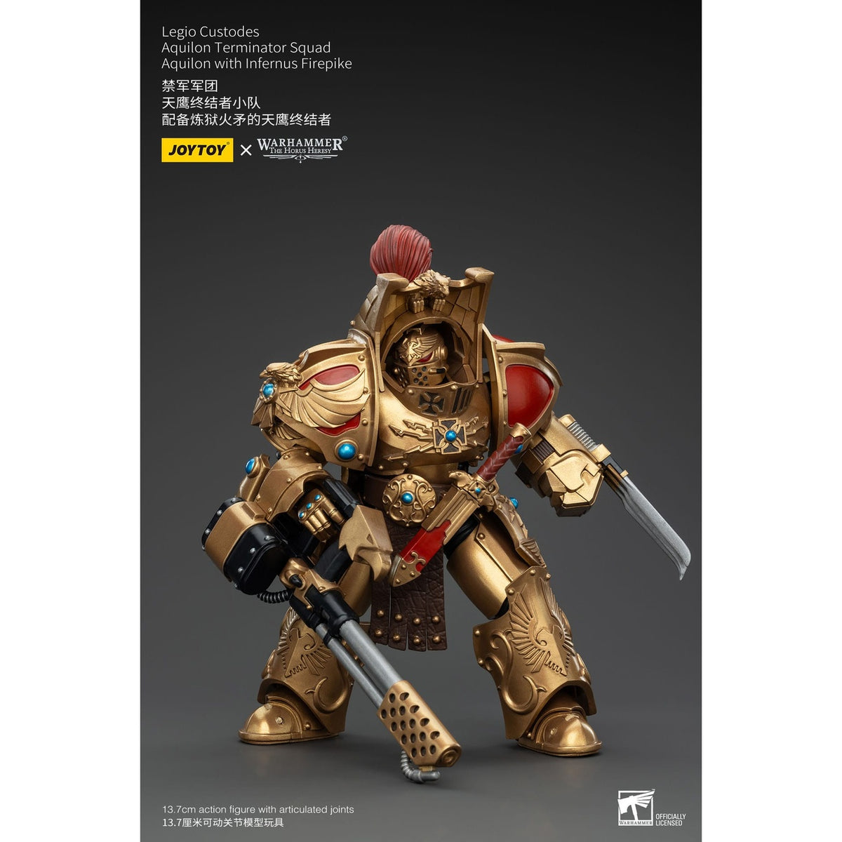 Image produit Warhammer The Horus Heresy Figurine articulée 1/18 Legio Custodes Aquilon Terminator Squad Aquilon avec Infernus Firepike 14 cm
