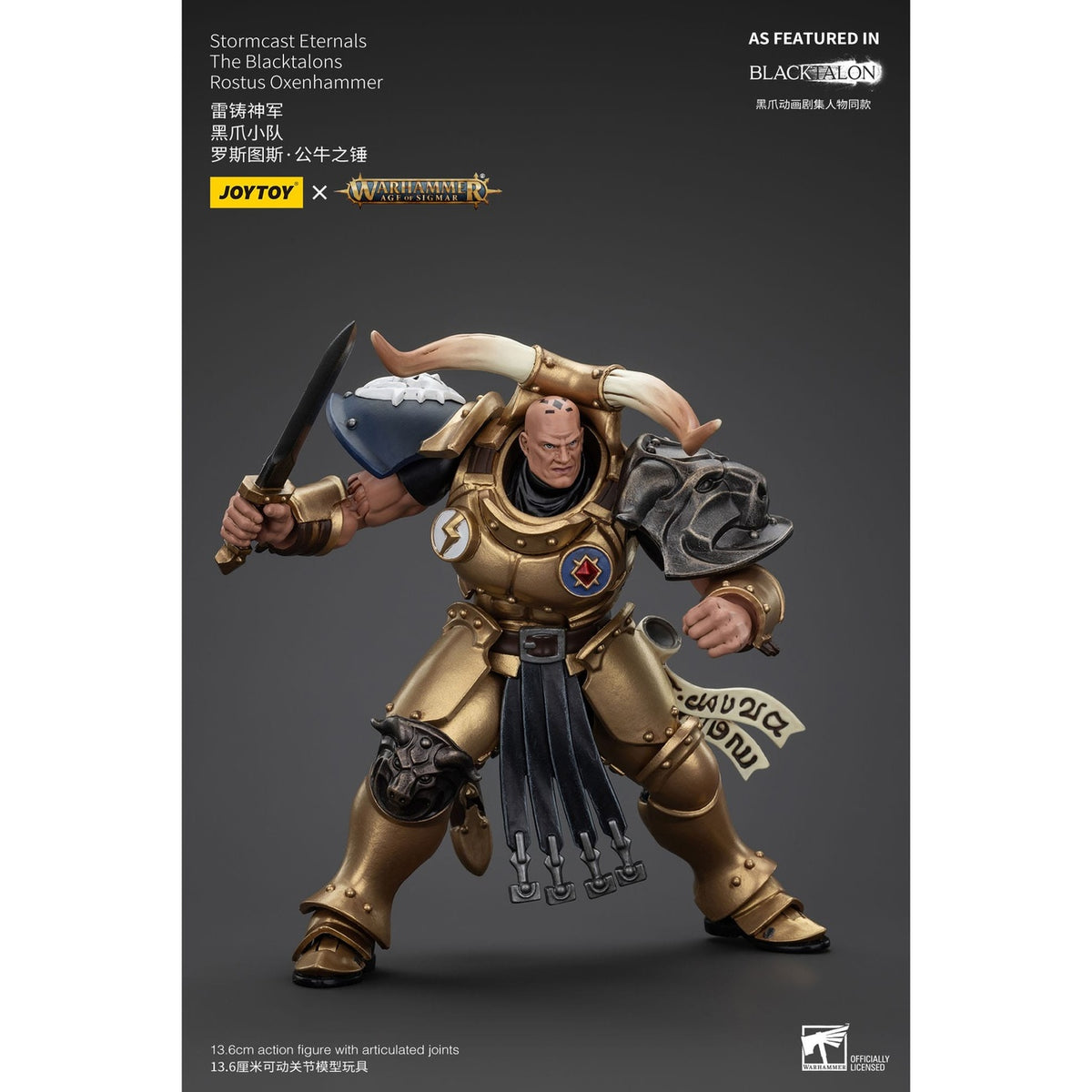 Image produit Warhammer Age of Sigmar Figurine articulée Stormcast Eternals The Blacktalons Rostus Oxen Hammer 20 cm
