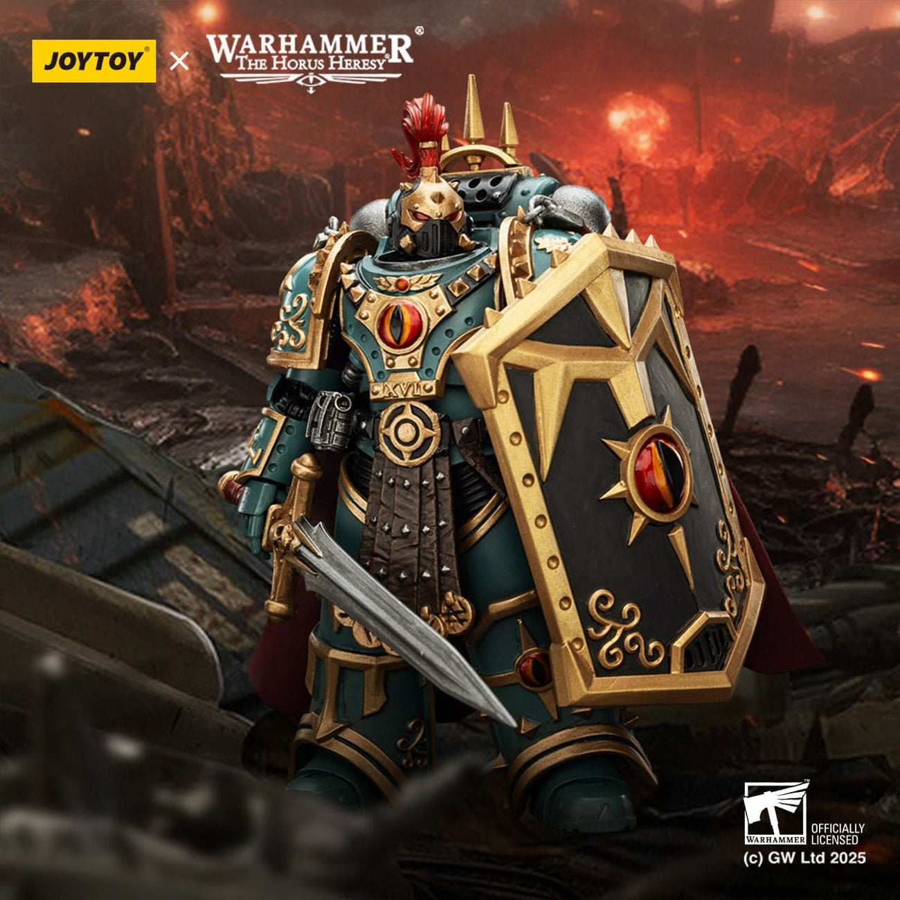 Image produit Warhammer The Horus Heresy figurine articulée Sons of Horus Little Horus Aximand Captain of the 5th Company 20 cm