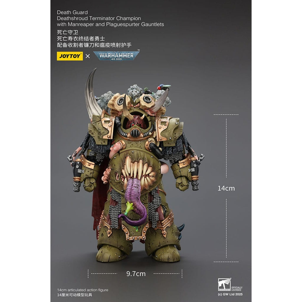 Image produit Figurine d’action Warhammer 40k 1/18 Death Guard Deathshroud Terminator 1 avec Manreaper et Plaguespurter Gauntlet 14 cm