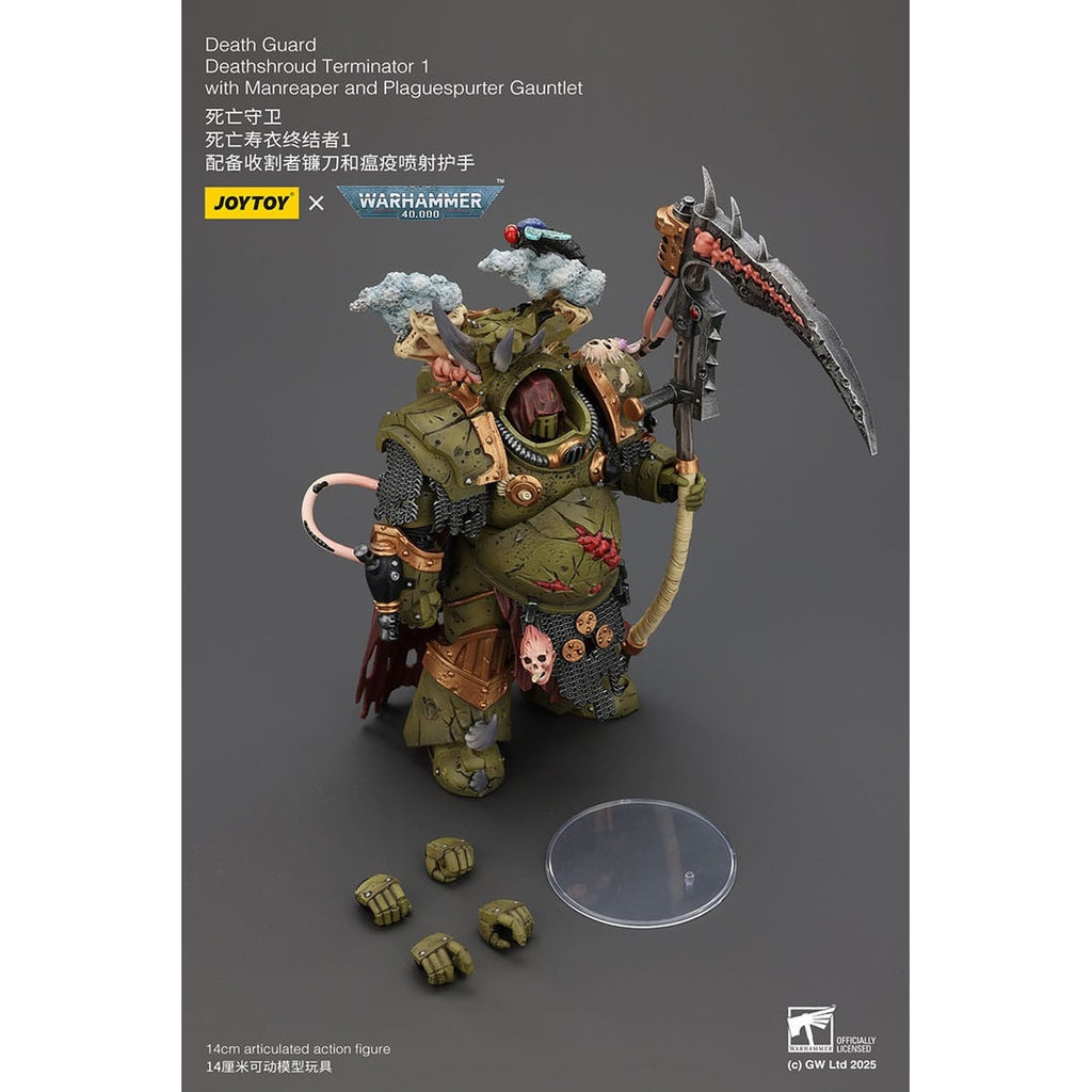 Image produit Figurine d’action Warhammer 40k 1/18 Death Guard Deathshroud Terminator 1 avec Manreaper et Plaguespurter Gauntlet 14 cm